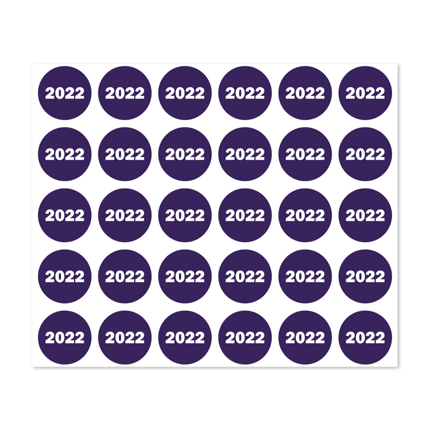 0.75in 2022 Year Label Purple (Sheet)