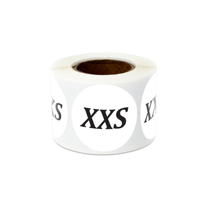 1.25in Sticker: XX-Small Clothing Apparel Label Roll (Size XXS)