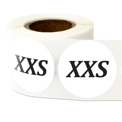 1.25in Sticker: XX-Small Clothing Apparel Label Roll (Size XXS)