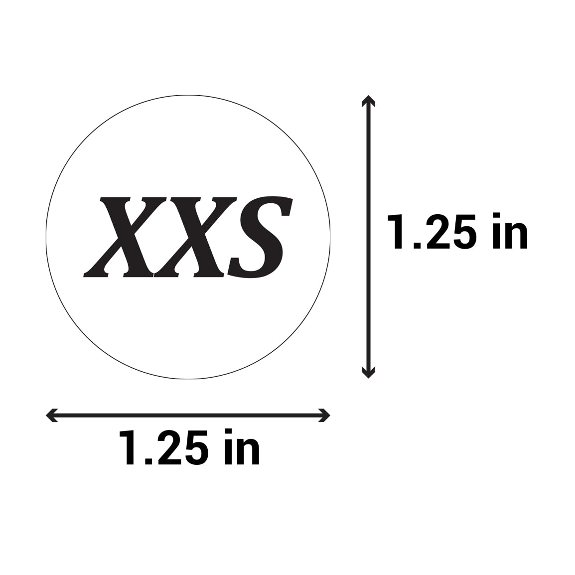 1.25in Sticker: XX-Small Clothing Apparel Label Roll (Size XXS)
