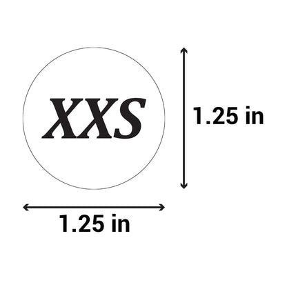 1.25in Sticker: XX-Small Clothing Apparel Label Roll (Size XXS)