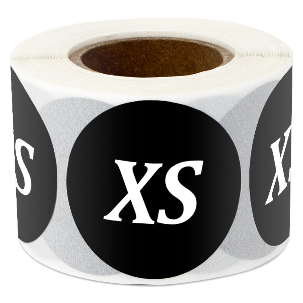 1.25in Sticker: Extra-Small Clothing Apparel Label Roll (Size XS, Black)