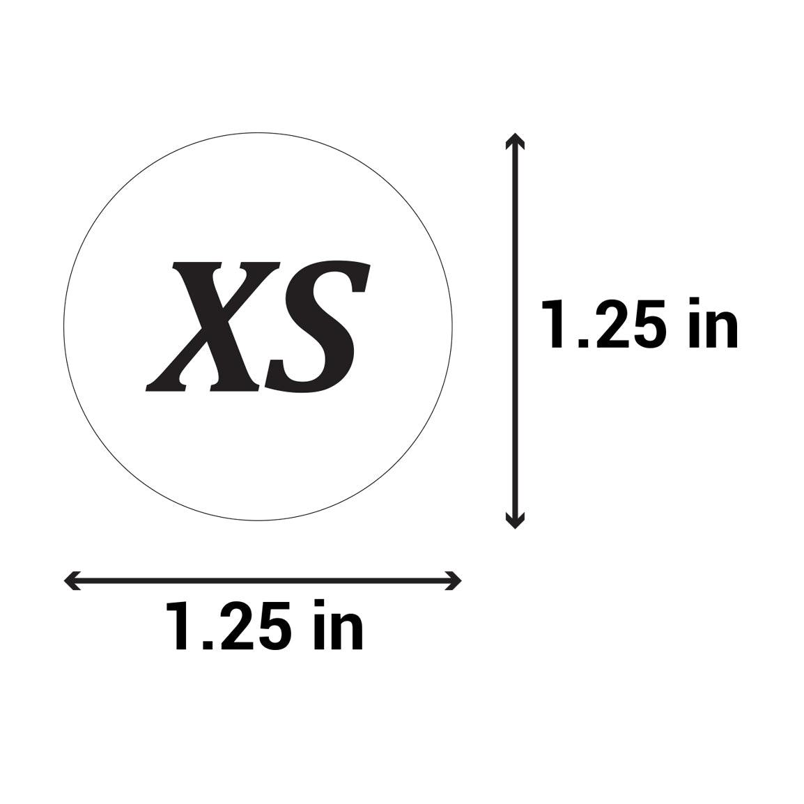 1.25in Sticker: Extra-Small Clothing Apparel Label Roll (Size XS, White)
