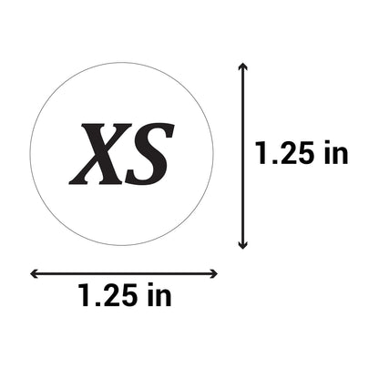 1.25in Sticker: Extra-Small Clothing Apparel Label Roll (Size XS, White)