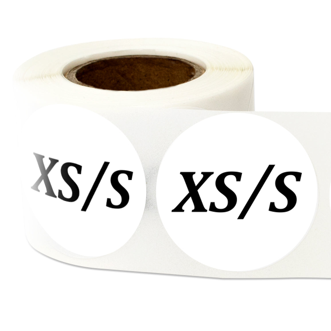1.25in Sticker: X-Small and Small Clothing Apparel Label Roll (Size XS, S)