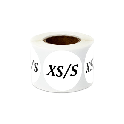1.25in Sticker: X-Small and Small Clothing Apparel Label Roll (Size XS, S)