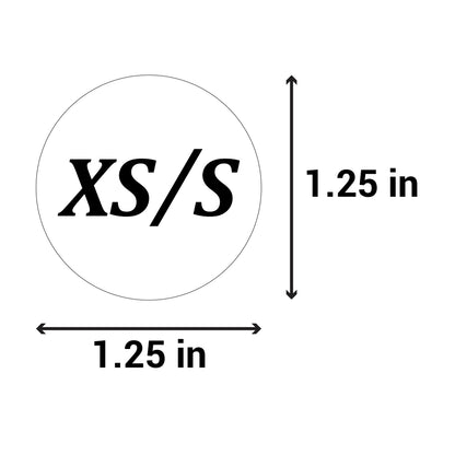 1.25in Sticker: X-Small and Small Clothing Apparel Label Roll (Size XS, S)