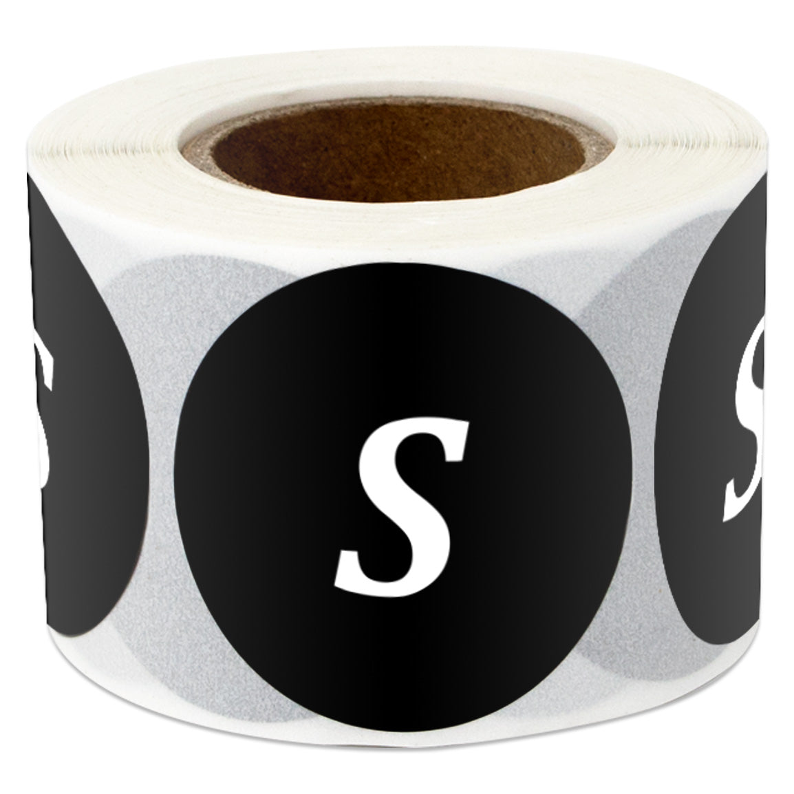 1.25in Sticker: Small Clothing Apparel Label Roll (Size S, Black)