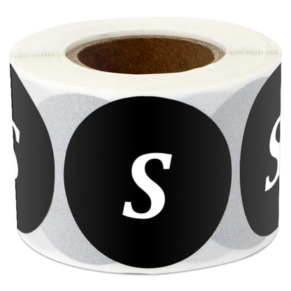 1.25in Sticker: Small Clothing Apparel Label Roll (Size S, Black)