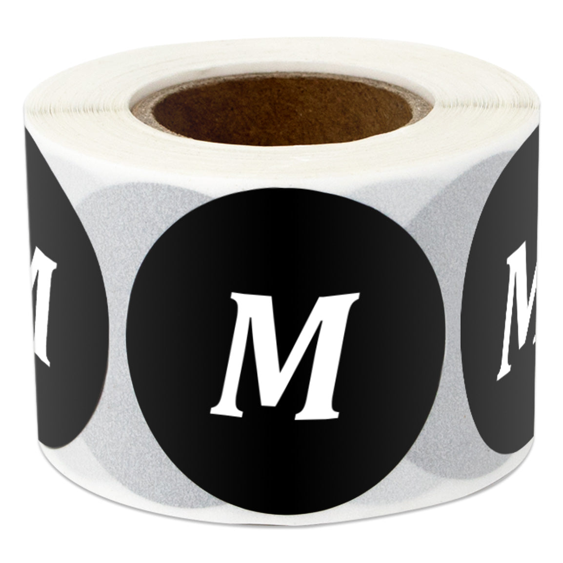 1.25in Sticker: Medium Clothing Apparel Label Roll (Size M, Black)