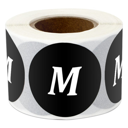 1.25in Sticker: Medium Clothing Apparel Label Roll (Size M, Black)