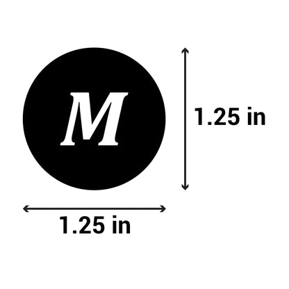 1.25in Sticker: Medium Clothing Apparel Label Roll (Size M, Black)