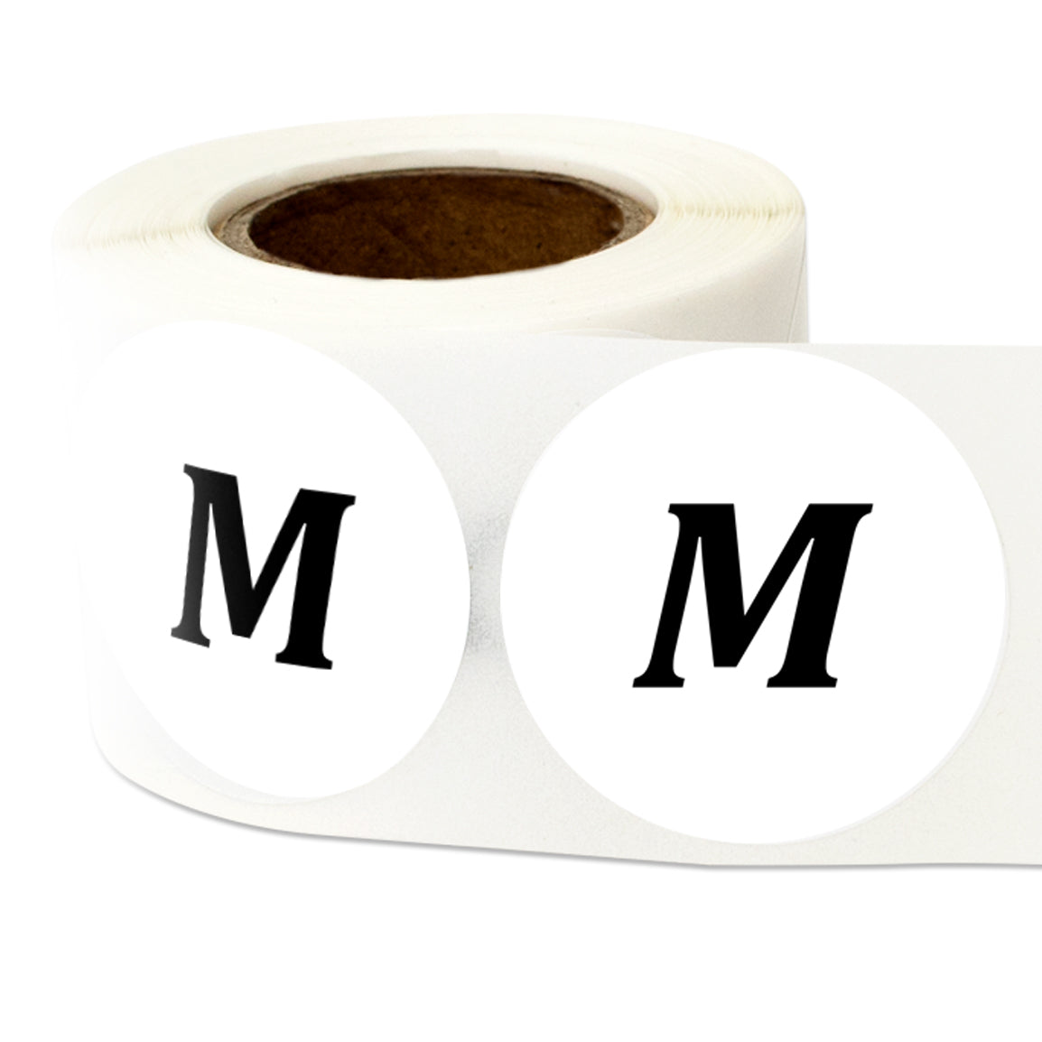 1.25in Sticker: Medium Clothing Apparel Label Roll (Size M, White)