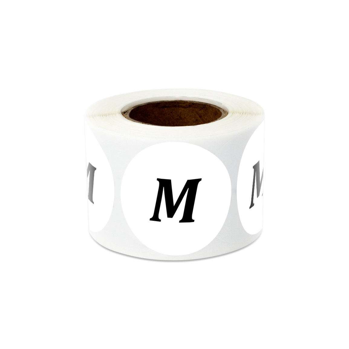 1.25in Sticker: Medium Clothing Apparel Label Roll (Size M, White)