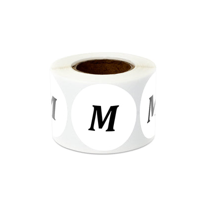 1.25in Sticker: Medium Clothing Apparel Label Roll (Size M, White)