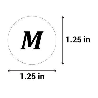 1.25in Sticker: Medium Clothing Apparel Label Roll (Size M, White)