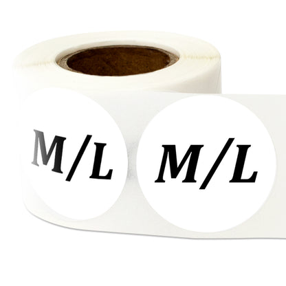 1.25in Sticker: Medium and Large Clothing Apparel Label Roll (Size M, L )