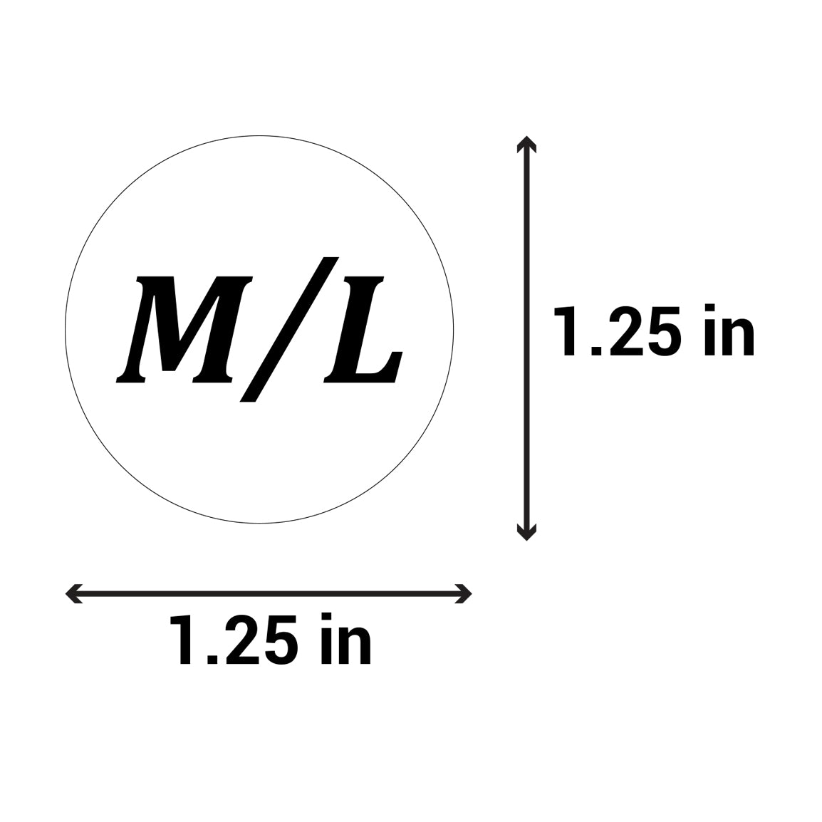 1.25in Sticker: Medium and Large Clothing Apparel Label Roll (Size M, L )