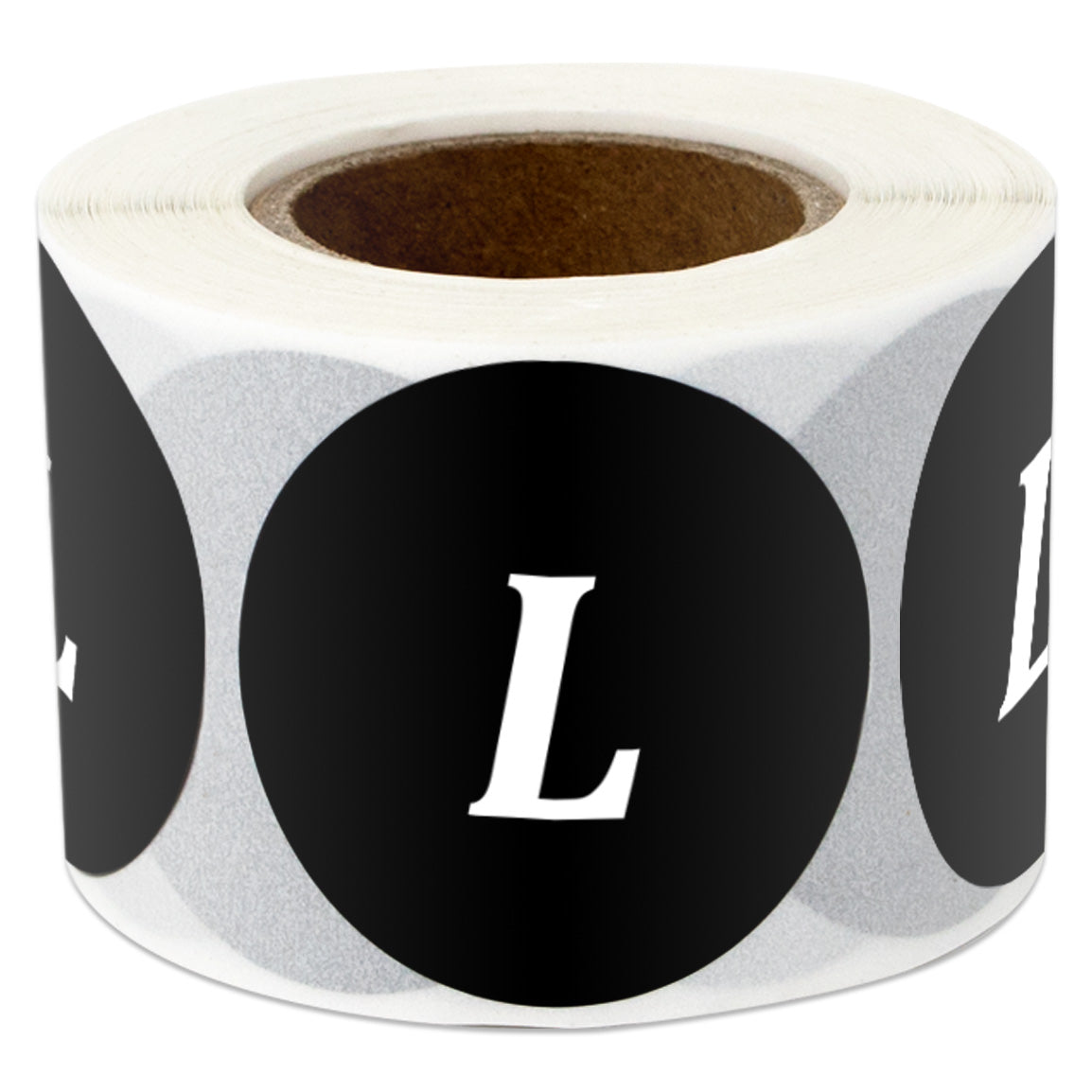 1.25in Sticker: Large Clothing Apparel Label Roll (Size L, Black)