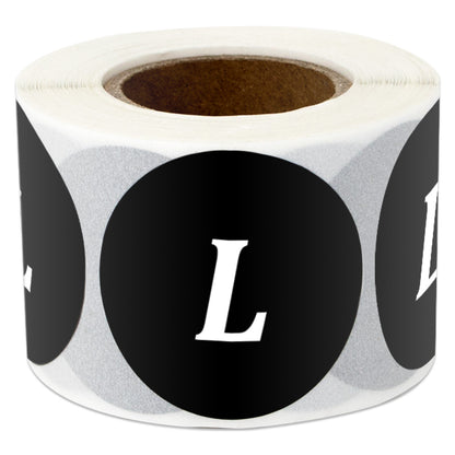 1.25in Sticker: Large Clothing Apparel Label Roll (Size L, Black)
