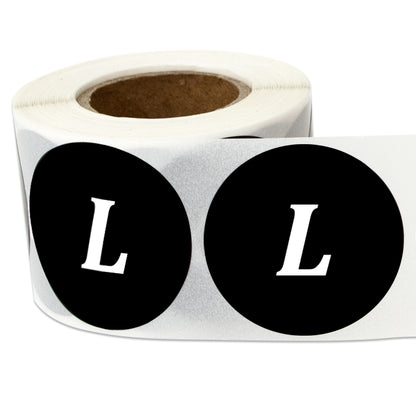 1.25in Sticker: Large Clothing Apparel Label Roll (Size L, Black)