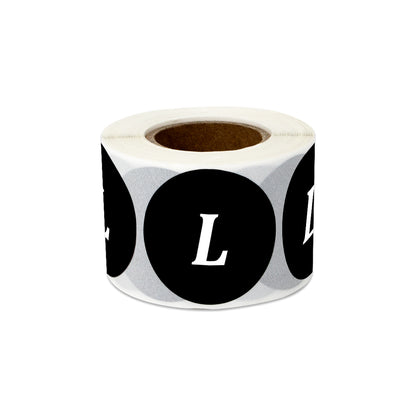 1.25in Sticker: Large Clothing Apparel Label Roll (Size L, Black)
