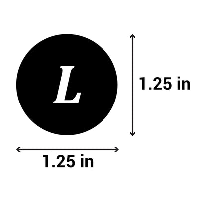 1.25in Sticker: Large Clothing Apparel Label Roll (Size L, Black)