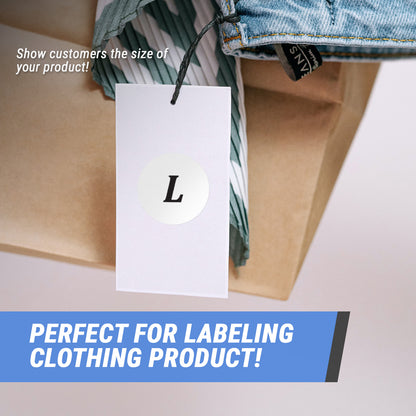 1.25in Sticker: Large Clothing Apparel Label Roll (Size L, White)