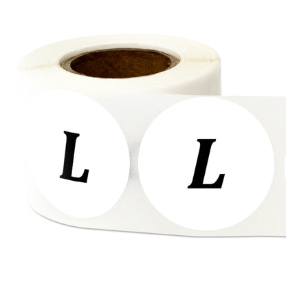 1.25in Sticker: Large Clothing Apparel Label Roll (Size L, White)