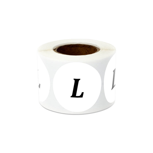 1.25in Sticker: Large Clothing Apparel Label Roll (Size L, White)