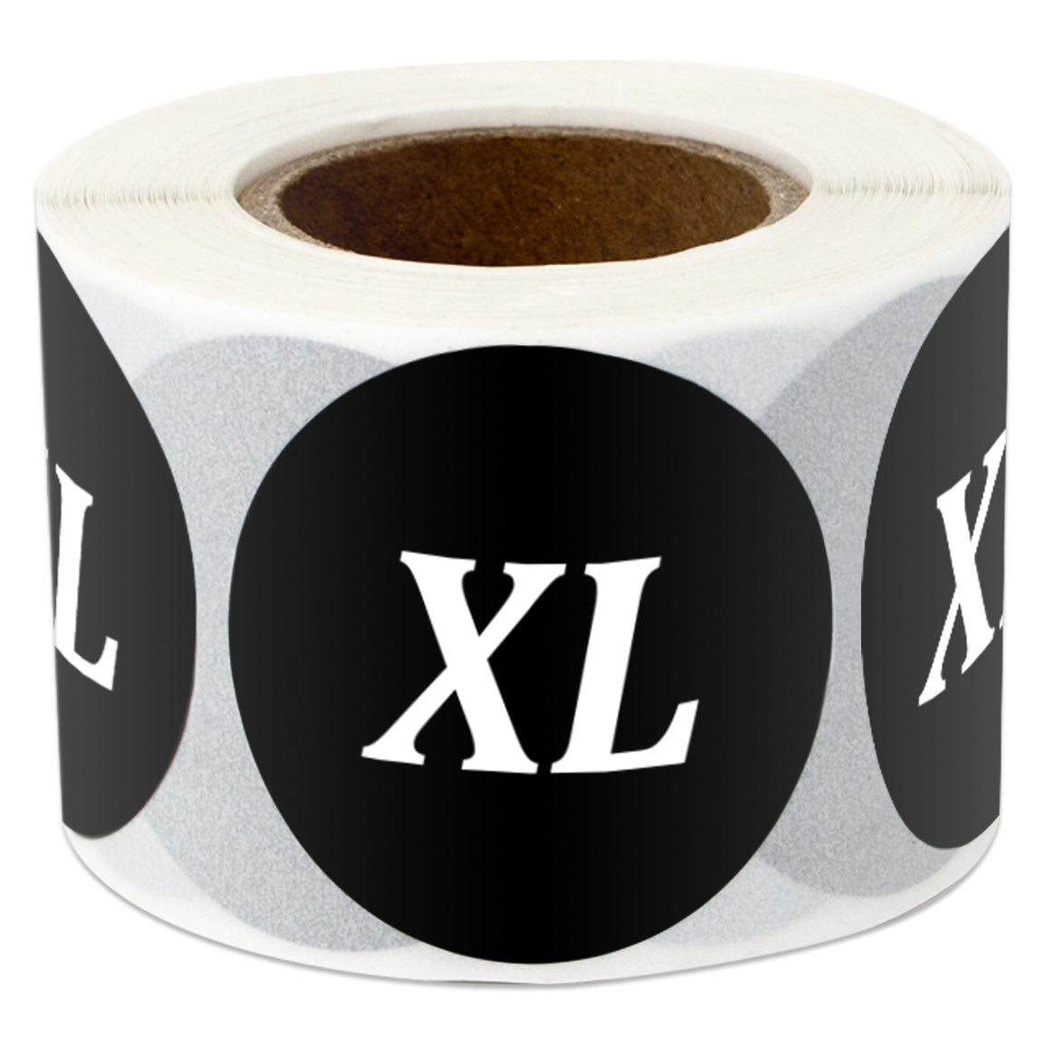 1.25in Sticker: X-Large Clothing Apparel Label Roll (Size XL, Black)