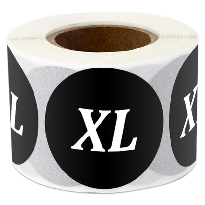 1.25in Sticker: X-Large Clothing Apparel Label Roll (Size XL, Black)