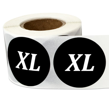 1.25in Sticker: X-Large Clothing Apparel Label Roll (Size XL, Black)