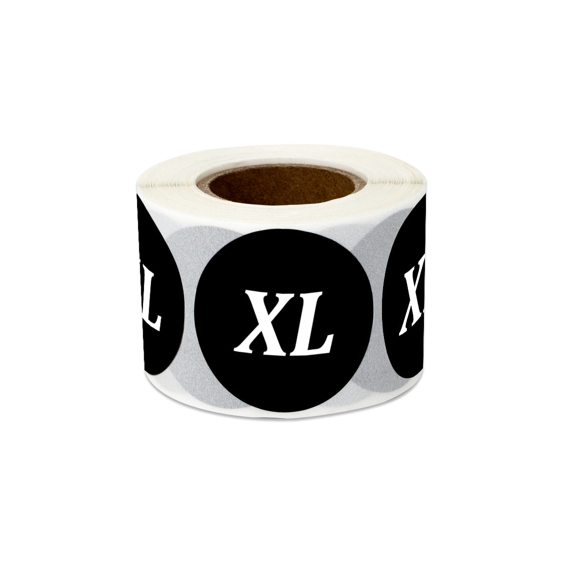 1.25in Sticker: X-Large Clothing Apparel Label Roll (Size XL, Black)