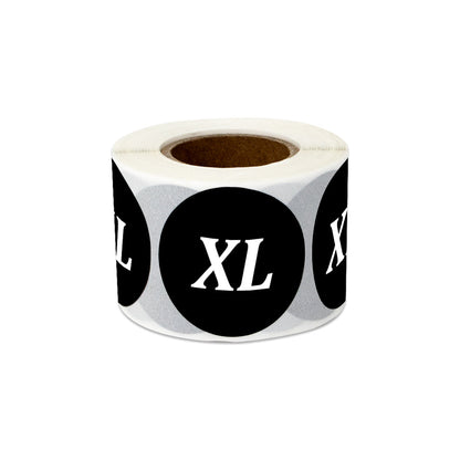 1.25in Sticker: X-Large Clothing Apparel Label Roll (Size XL, Black)