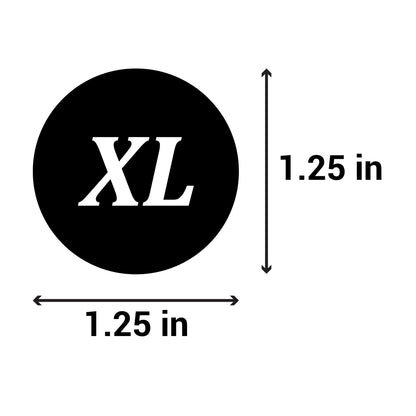 1.25in Sticker: X-Large Clothing Apparel Label Roll (Size XL, Black)