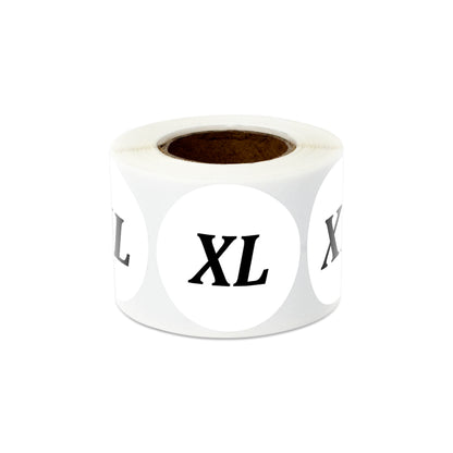 1.25in Sticker: X-Large Clothing Apparel Label Roll (Size XL, White)