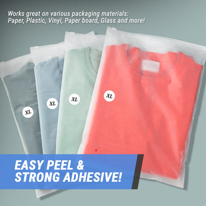 1.25in Sticker: X-Large Clothing Apparel Label Roll (Size XL, White)