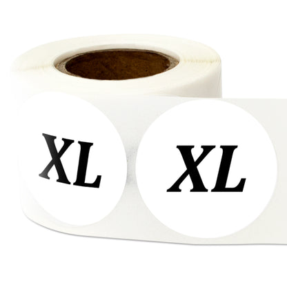 1.25in Sticker: X-Large Clothing Apparel Label Roll (Size XL, White)