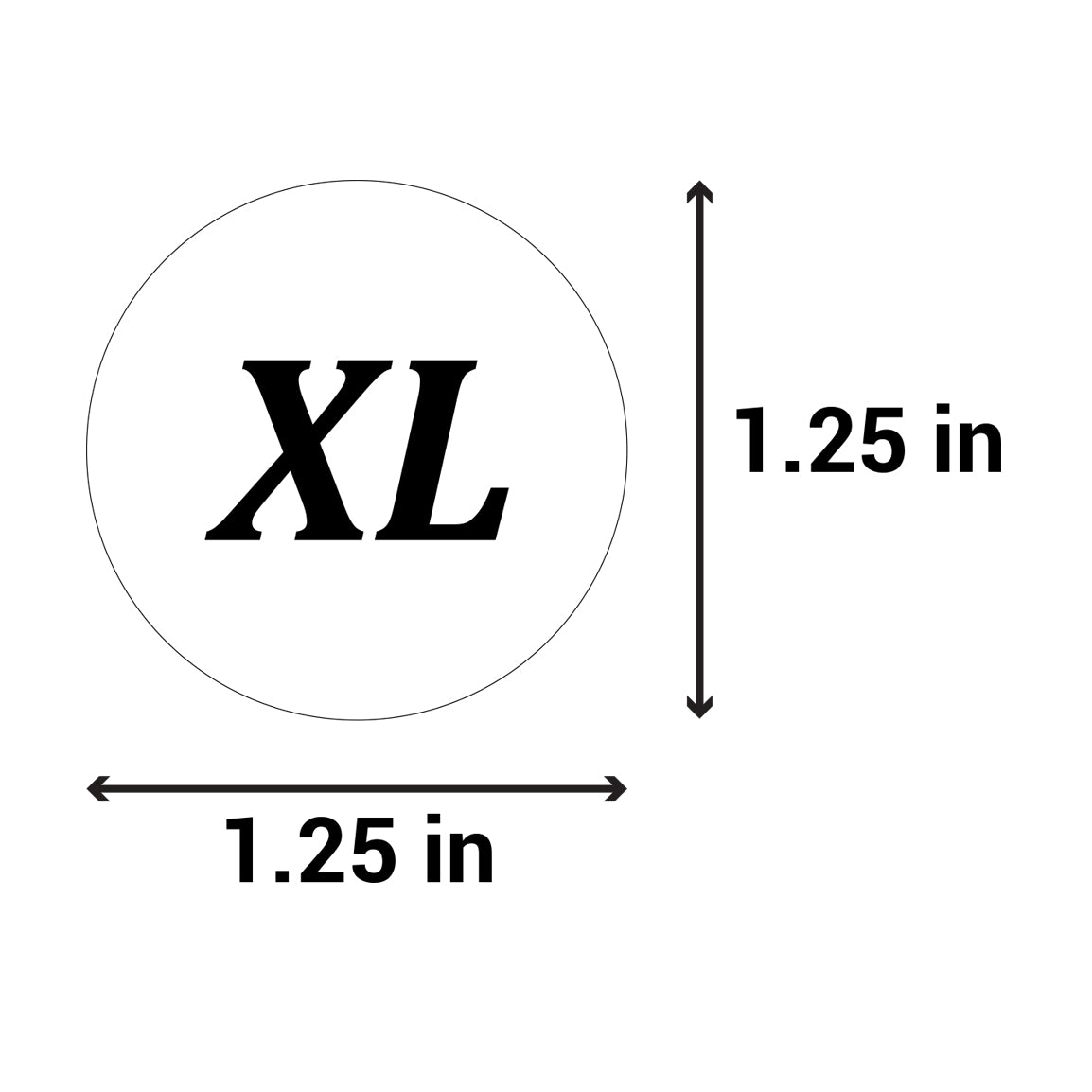 1.25in Sticker: X-Large Clothing Apparel Label Roll (Size XL, White)