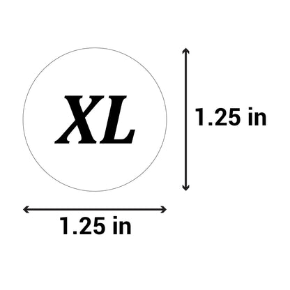 1.25in Sticker: X-Large Clothing Apparel Label Roll (Size XL, White)