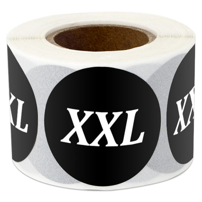 1.25in Sticker: XX-Large Clothing Apparel Label Roll (Size XXL, Black)