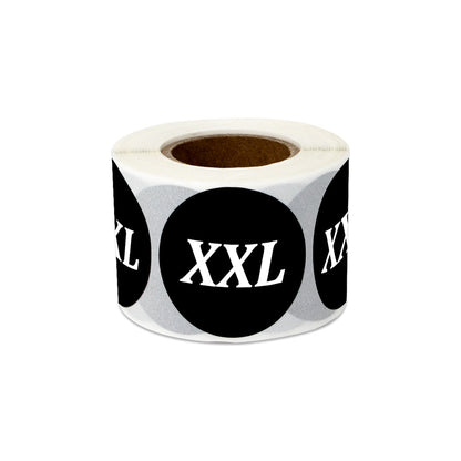 1.25in Sticker: XX-Large Clothing Apparel Label Roll (Size XXL, Black)