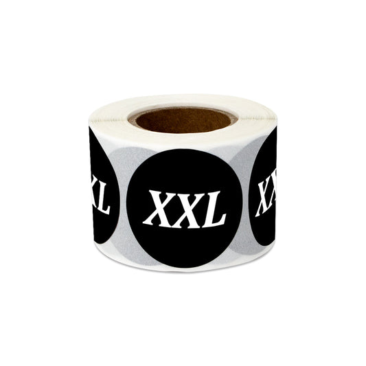 1.25in Sticker: XX-Large Clothing Apparel Label Roll (Size XXL, Black)