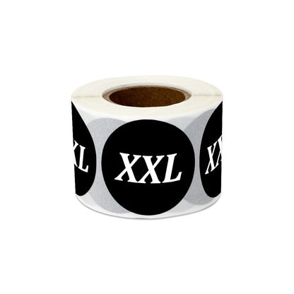 1.25in Sticker: XX-Large Clothing Apparel Label Roll (Size XXL, Black)