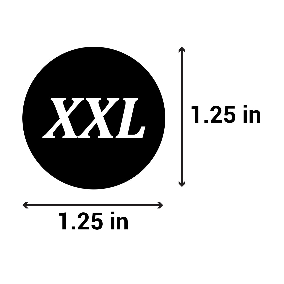 1.25in Sticker: XX-Large Clothing Apparel Label Roll (Size XXL, Black)