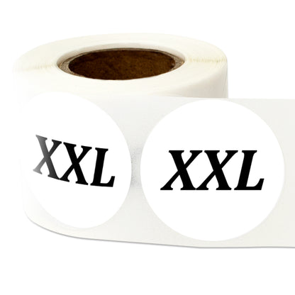 1.25in Sticker: XX-Large Clothing Apparel Label Roll (Size XXL, White)