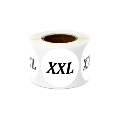 1.25in Sticker: XX-Large Clothing Apparel Label Roll (Size XXL, White)