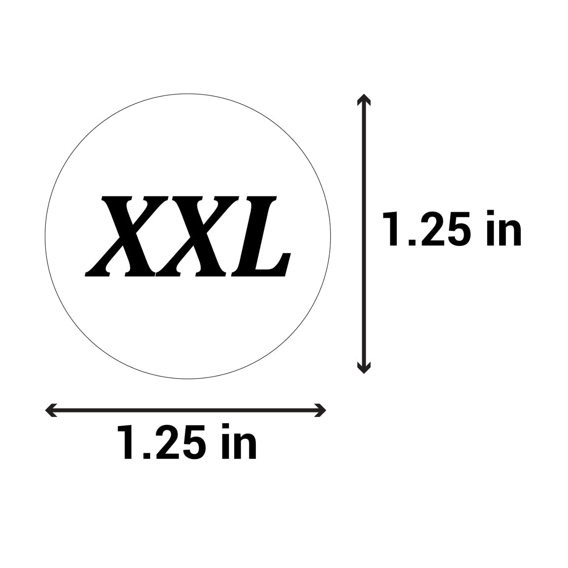 1.25in Sticker: XX-Large Clothing Apparel Label Roll (Size XXL, White)