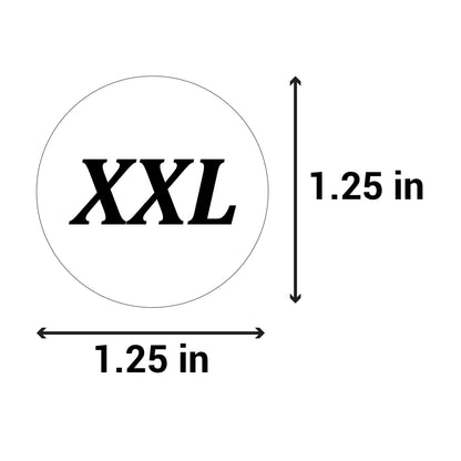 1.25in Sticker: XX-Large Clothing Apparel Label Roll (Size XXL, White)